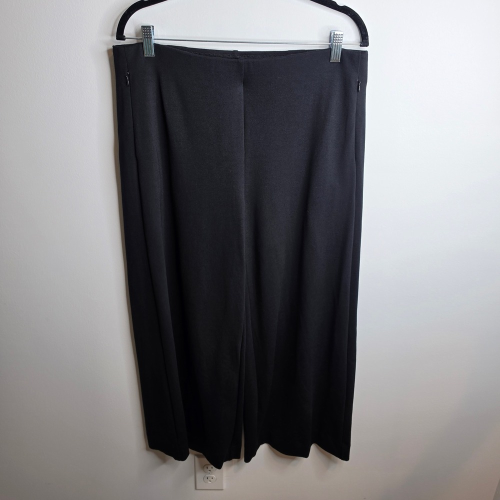 Chico's Wide Leg Pants Women 2R (12R) Black Zip Pocket Rayon Blend Trousers